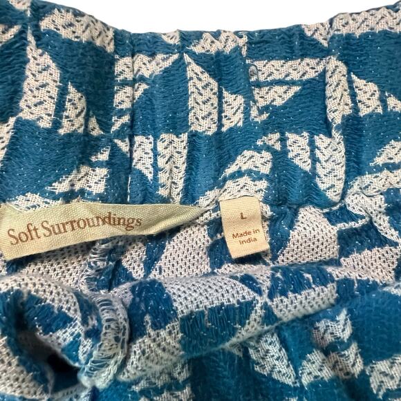 Soft Surroundings Wide Leg Lounge Pants Women’s L Blue Geometric Elastic Waist - Picture 3 of 8